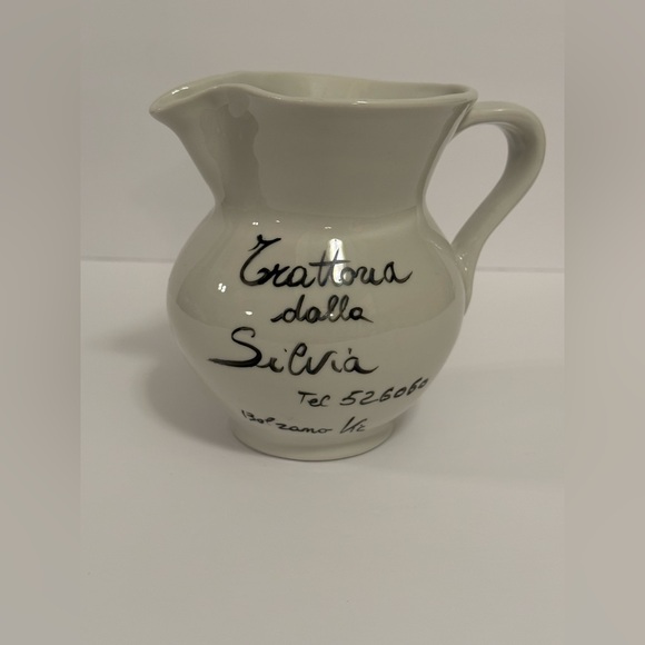 Italian Pottery Vase Pitcher White w/ Hand Painted Grape Design Signed | Vintage - Picture 6 of 10